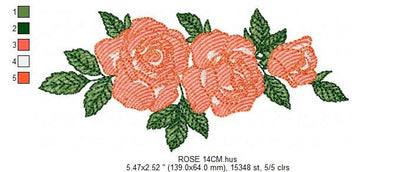 Roses embroidery designs - Red Flowers Divider machine embroidery pattern - Kitchen Towel file - Instant digital download jef pes dst hus - Marcia Embroidery