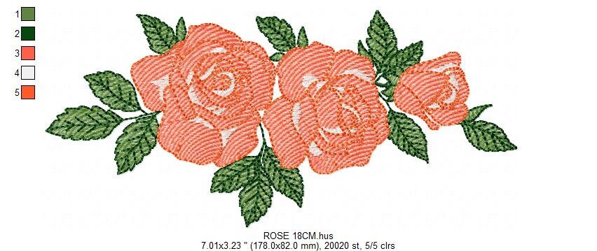 Roses embroidery designs - Red Flowers Divider machine embroidery pattern - Kitchen Towel file - Instant digital download jef pes dst hus - Marcia Embroidery