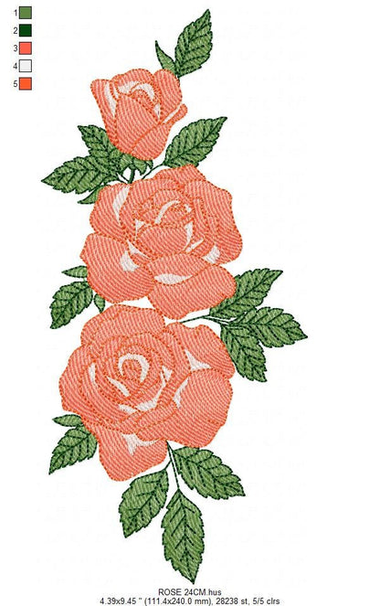 Roses embroidery designs - Red Flowers Divider machine embroidery pattern - Kitchen Towel file - Instant digital download jef pes dst hus - Marcia Embroidery
