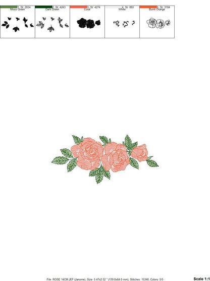 Roses embroidery designs - Red Flowers Divider machine embroidery pattern - Kitchen Towel file - Instant digital download jef pes dst hus - Marcia Embroidery