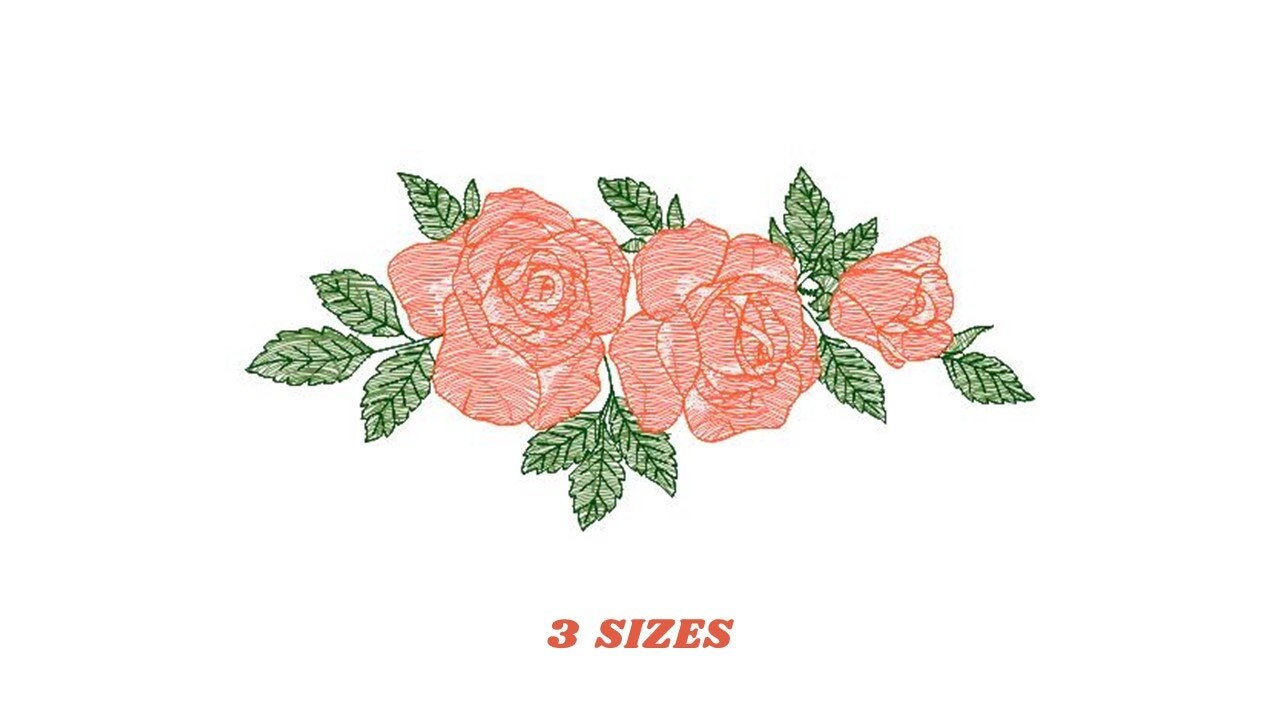 Roses embroidery designs - Red Flowers Divider machine embroidery pattern - Kitchen Towel file - Instant digital download jef pes dst hus - Marcia Embroidery