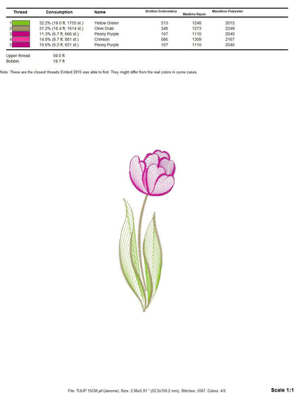 Delicate Tulip embroidery designs - Flower embroidery design machine embroidery pattern - Floral embroidery file - instant download pes jef Marcia Embroidery