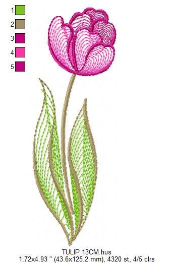 Delicate Tulip embroidery designs - Flower embroidery design machine embroidery pattern - Floral embroidery file - instant download pes jef Marcia Embroidery