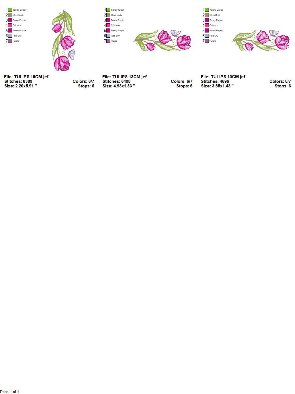 Tulip embroidery designs - Flower embroidery design machine embroidery pattern - Floral embroidery file - instant digital download pes jef