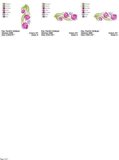 Tulip embroidery designs - Flower embroidery design machine embroidery pattern - Floral embroidery file - instant digital download pes jef