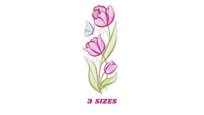 Tulip embroidery designs - Flower embroidery design machine embroidery pattern - Floral embroidery file - instant digital download pes jef