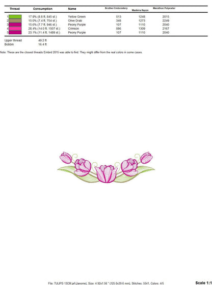 Tulip embroidery designs - Flower embroidery design machine embroidery pattern - Flower wreath laurel embroidery file - instant download pes