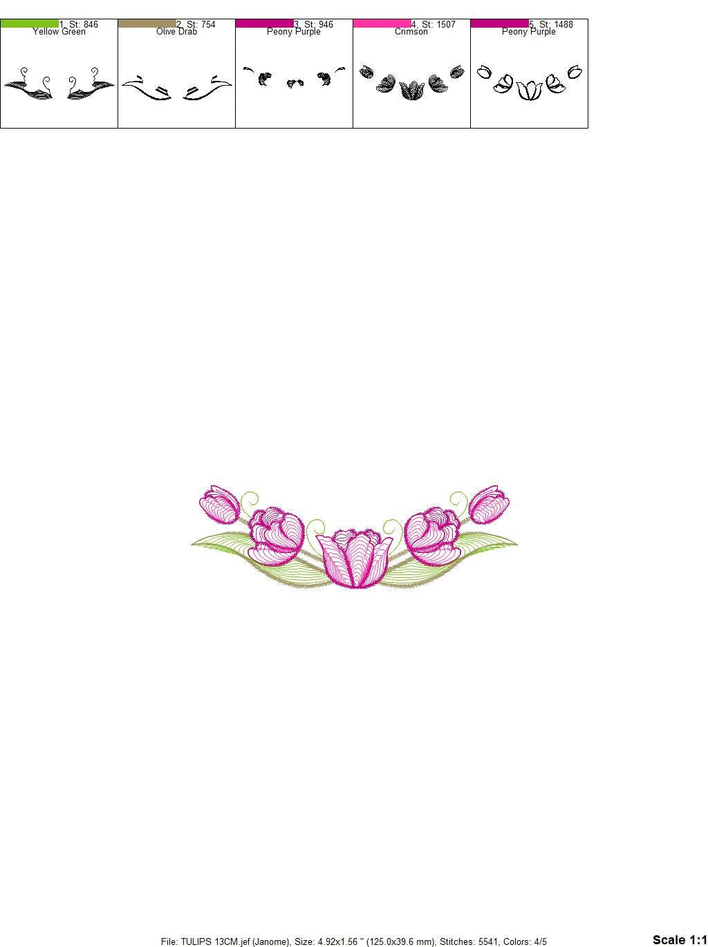 Tulip embroidery designs - Flower embroidery design machine embroidery pattern - Flower wreath laurel embroidery file - instant download pes