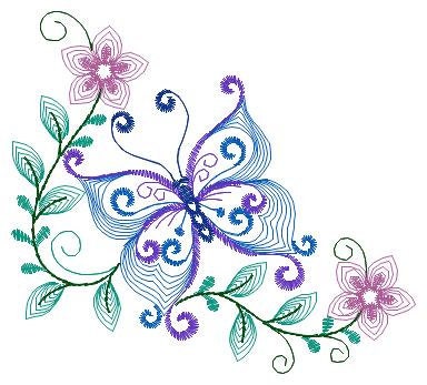 Butterfly embroidery design - Delicate Flowers embroidery designs machine embroidery pattern - baby girl embroidery file - instant download Marcia Embroidery