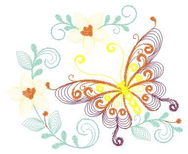 Butterfly embroidery design - Delicate Flowers embroidery designs machine embroidery pattern - baby girl embroidery file - instant download Marcia Embroidery