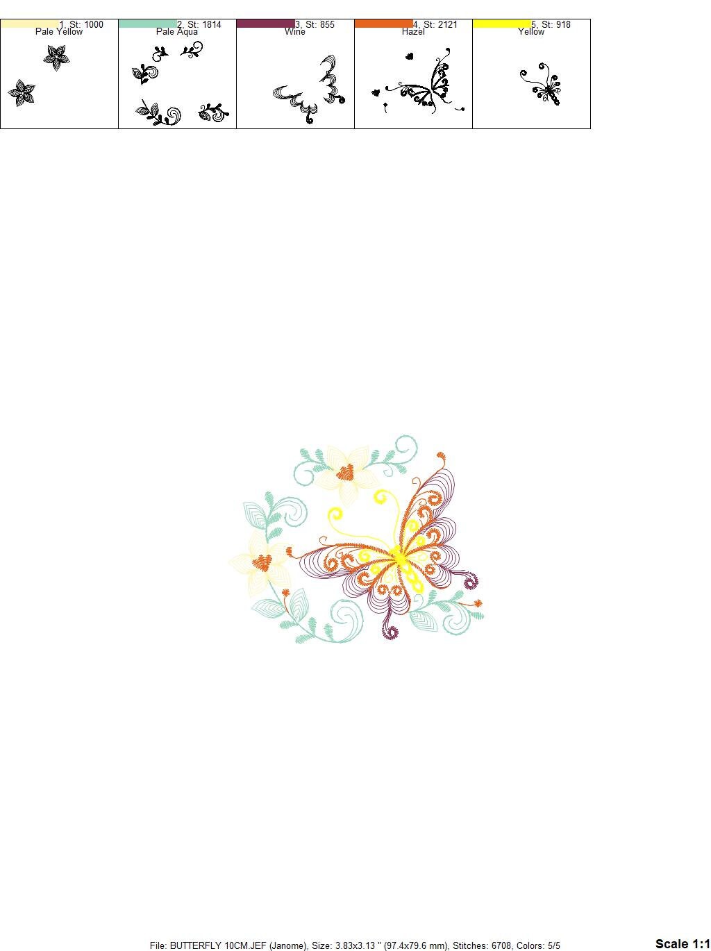 Butterfly embroidery design - Delicate Flowers embroidery designs machine embroidery pattern - baby girl embroidery file - instant download Marcia Embroidery