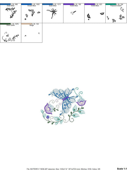 Butterfly embroidery design - Delicate Flowers embroidery designs machine embroidery pattern - baby girl embroidery file - instant download Marcia Embroidery