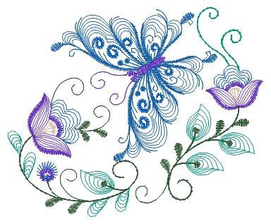 Butterfly embroidery design - Delicate Flowers embroidery designs machine embroidery pattern - baby girl embroidery file - instant download Marcia Embroidery