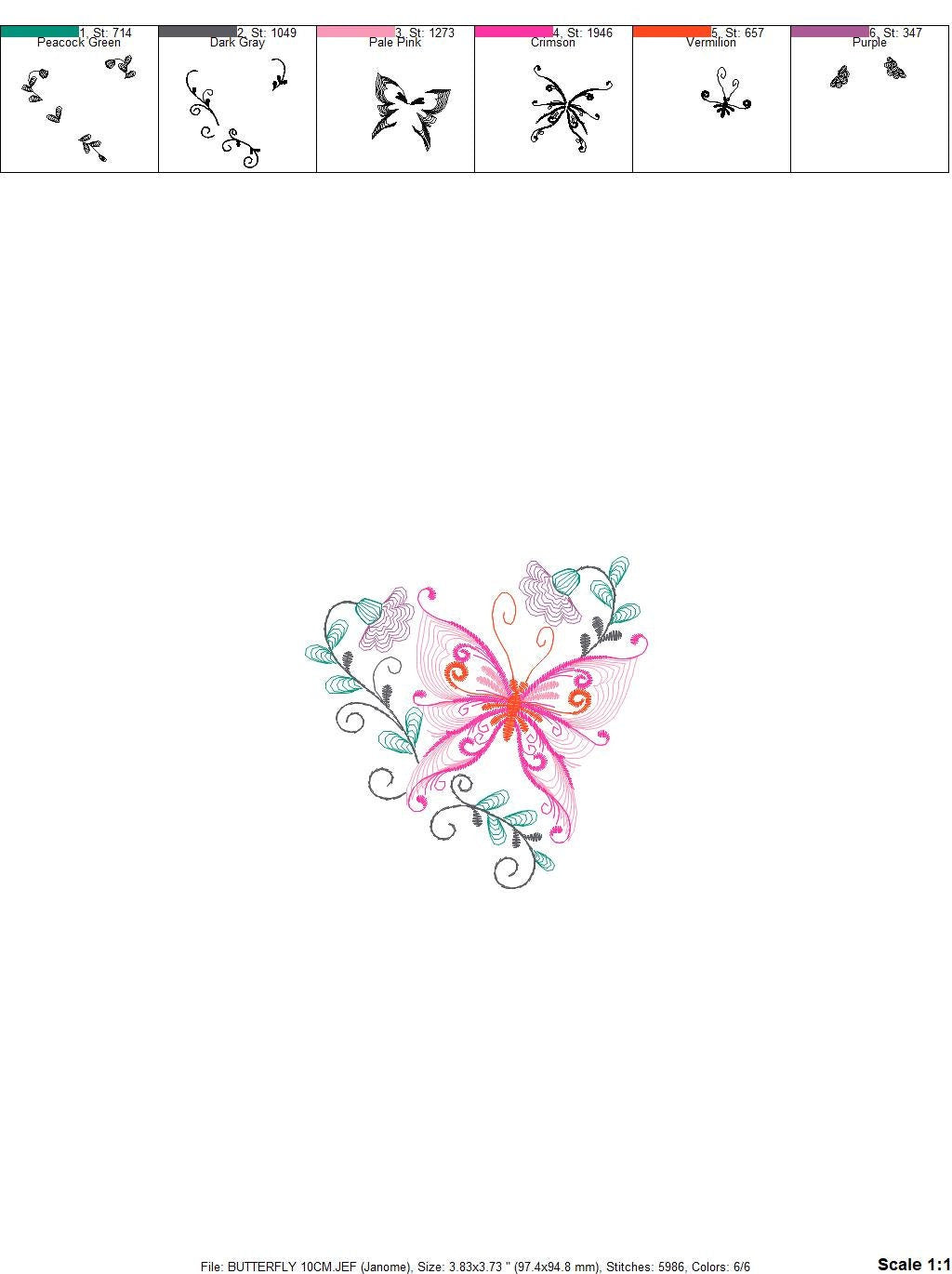 Butterfly embroidery design - Delicate Flowers embroidery designs machine embroidery pattern - baby girl embroidery file - instant download Marcia Embroidery