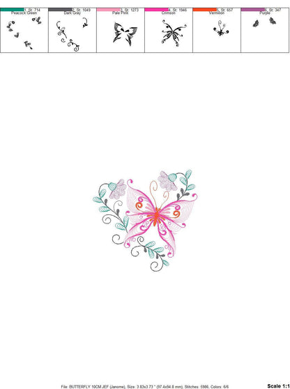 Butterfly embroidery design - Delicate Flowers embroidery designs machine embroidery pattern - baby girl embroidery file - instant download Marcia Embroidery
