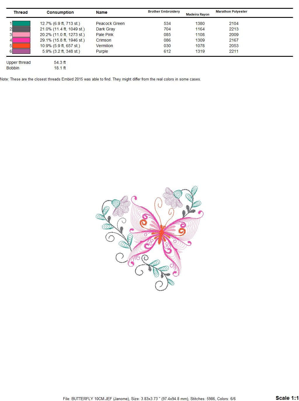 Butterfly embroidery design - Delicate Flowers embroidery designs machine embroidery pattern - baby girl embroidery file - instant download Marcia Embroidery