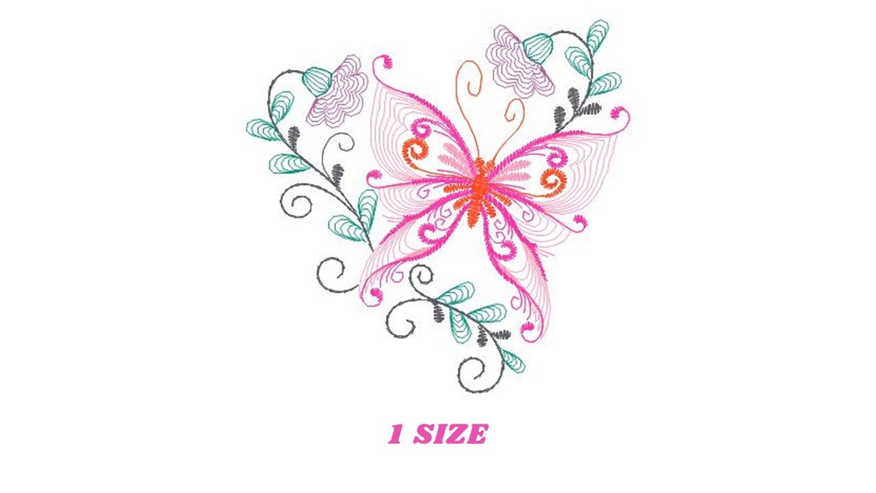 Butterfly embroidery design - Delicate Flowers embroidery designs machine embroidery pattern - baby girl embroidery file - instant download Marcia Embroidery
