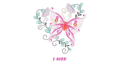 Butterfly embroidery design - Delicate Flowers embroidery designs machine embroidery pattern - baby girl embroidery file - instant download Marcia Embroidery