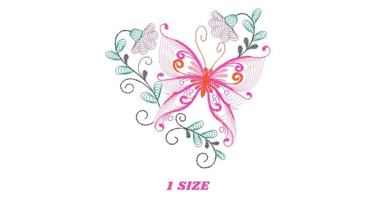 Butterfly embroidery design - Delicate Flowers embroidery designs machine embroidery pattern - baby girl embroidery file - instant download Marcia Embroidery
