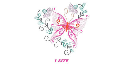 Butterfly embroidery design - Delicate Flowers embroidery designs machine embroidery pattern - baby girl embroidery file - instant download Marcia Embroidery