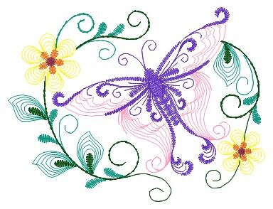 Butterfly embroidery design - Delicate Flowers embroidery designs machine embroidery pattern - baby girl embroidery file - instant download Marcia Embroidery