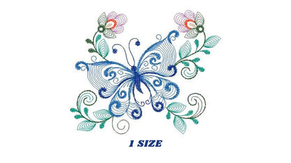 Butterfly embroidery design - Delicate Flowers embroidery designs machine embroidery pattern - baby girl embroidery file - instant download Marcia Embroidery