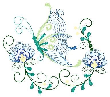 Butterfly embroidery design - Delicate Flowers embroidery designs machine embroidery pattern - baby girl embroidery file - instant download Marcia Embroidery