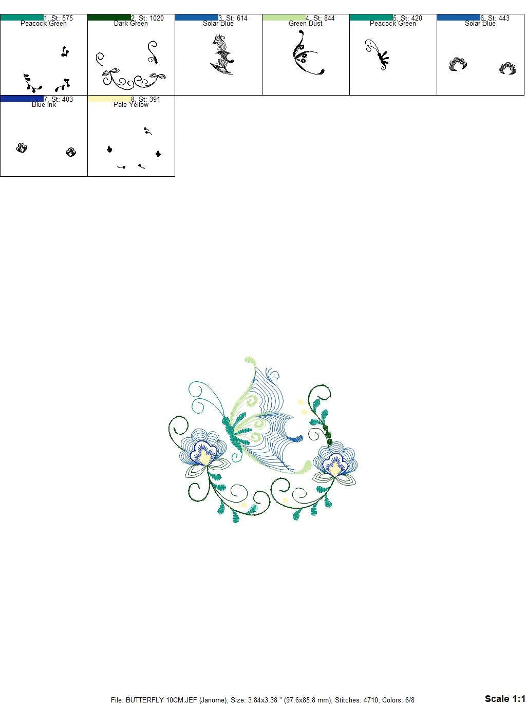 Butterfly embroidery design - Delicate Flowers embroidery designs machine embroidery pattern - baby girl embroidery file - instant download Marcia Embroidery