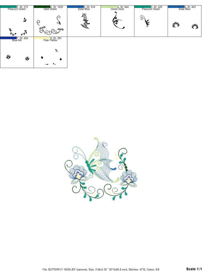 Butterfly embroidery design - Delicate Flowers embroidery designs machine embroidery pattern - baby girl embroidery file - instant download Marcia Embroidery