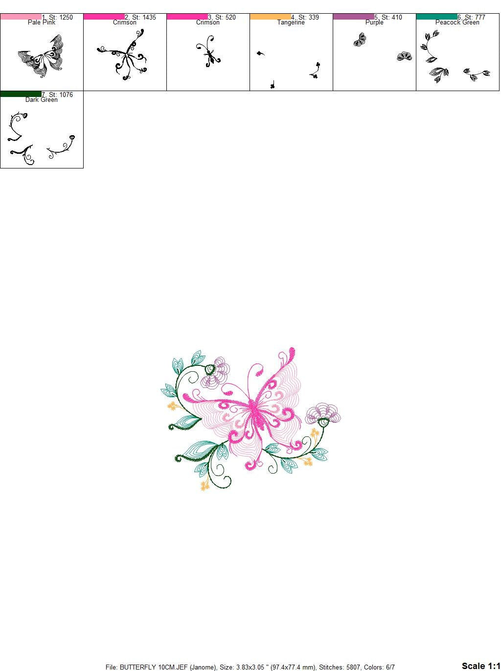 Butterfly embroidery design - Delicate Flowers embroidery designs machine embroidery pattern - baby girl embroidery file - instant download Marcia Embroidery