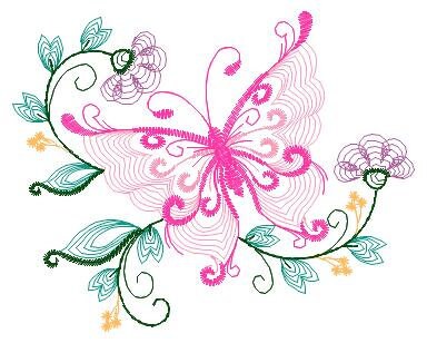 Butterfly embroidery design - Delicate Flowers embroidery designs machine embroidery pattern - baby girl embroidery file - instant download Marcia Embroidery