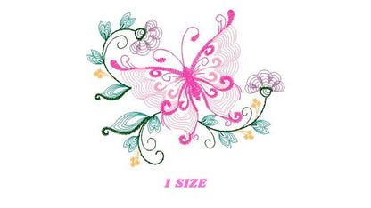 Butterfly embroidery design - Delicate Flowers embroidery designs machine embroidery pattern - baby girl embroidery file - instant download Marcia Embroidery