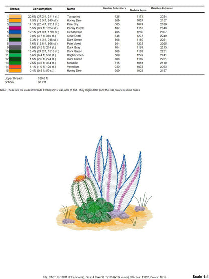 Cactus embroidery designs - Succulent embroidery design machine embroidery pattern - Mexican cactus design - plant embroidery file desert