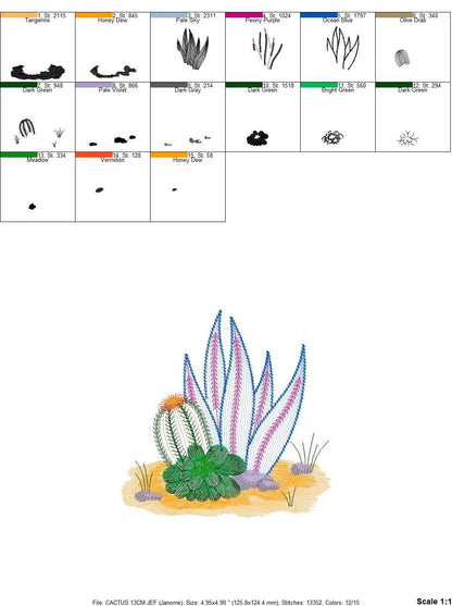 Cactus embroidery designs - Succulent embroidery design machine embroidery pattern - Mexican cactus design - plant embroidery file desert