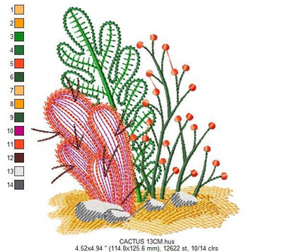 Cactus embroidery designs - Succulent embroidery design machine embroidery pattern - Mexican cactus design - plant embroidery file desert Marcia Embroidery