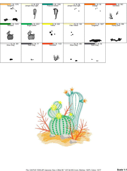Cactus embroidery designs - Succulent embroidery design machine embroidery pattern - Mexican cactus design - plant embroidery file desert Marcia Embroidery
