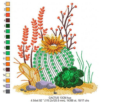 Cactus embroidery designs - Succulent embroidery design machine embroidery pattern - Mexican cactus design - plant embroidery file desert - Marcia Embroidery
