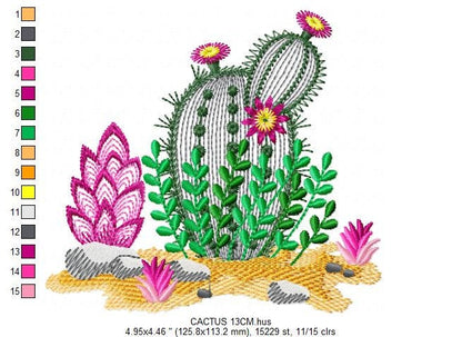 Cactus embroidery designs - embroidery design machine embroidery pattern - Mexican cactus design - plant embroidery file desert Marcia Embroidery