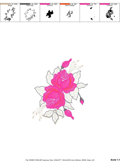 Roses embroidery designs - Flower embroidery design machine embroidery pattern - Floral embroidery file - instant embroidery download pes Marcia Embroidery