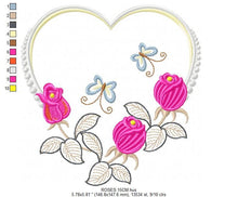 Carica l&#39;immagine nel visualizzatore di Gallery, Heart with roses embroidery designs - Flower embroidery design machine embroidery pattern - Baby girl embroidery file Heart embroidery frame
