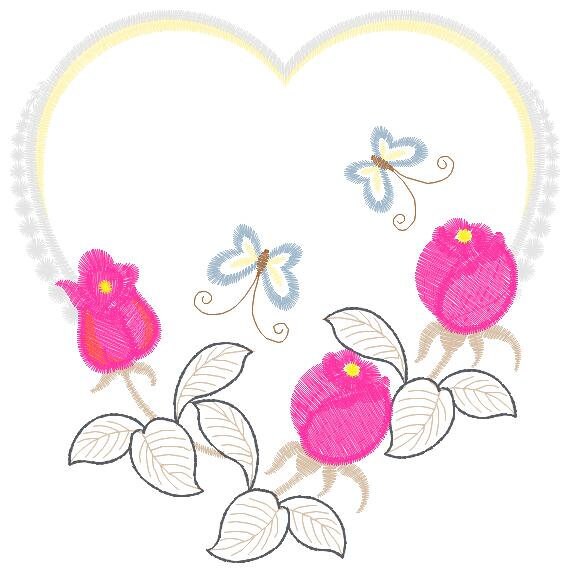 Heart with roses embroidery designs - Flower embroidery design machine embroidery pattern - Baby girl embroidery file Heart embroidery frame