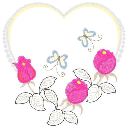 Heart with roses embroidery designs - Flower embroidery design machine embroidery pattern - Baby girl embroidery file Heart embroidery frame