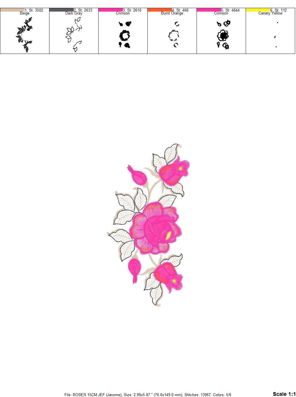 Roses embroidery designs - Flower embroidery design machine embroidery pattern - Floral embroidery file - instant embroidery download pes Marcia Embroidery