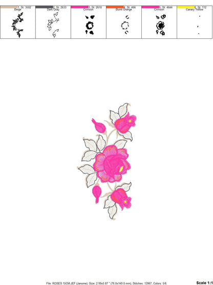 Roses embroidery designs - Flower embroidery design machine embroidery pattern - Floral embroidery file - instant embroidery download pes Marcia Embroidery