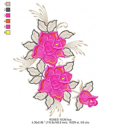 Roses embroidery designs - Flower embroidery design machine embroidery pattern - Floral embroidery file - instant embroidery download pes Marcia Embroidery