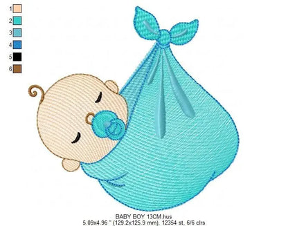 Sleeping baby embroidery design - Baby boy embroidery design machine embroidery pattern - Newborn embroidery file nursery  instant download Marcia Embroidery