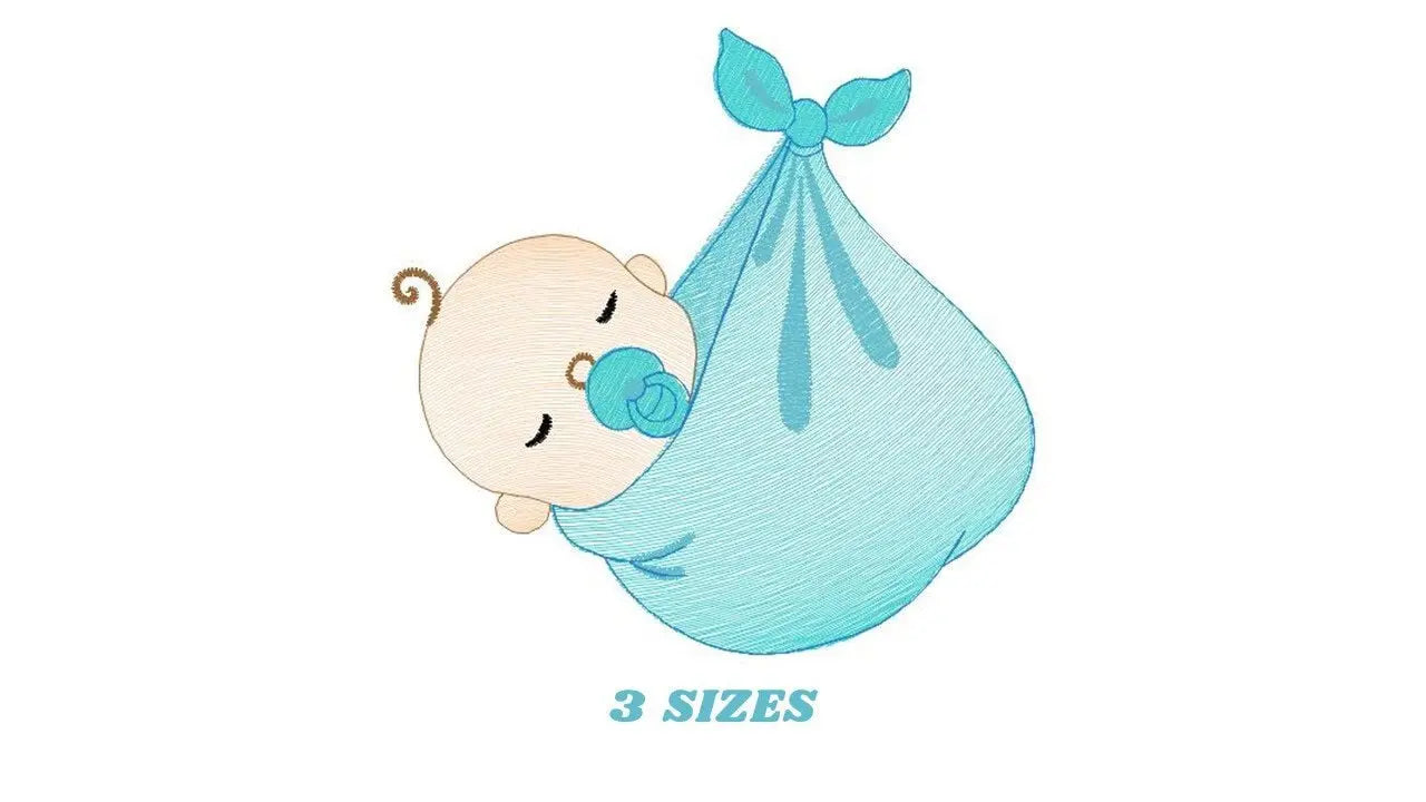 Sleeping baby embroidery design - Baby boy embroidery design machine embroidery pattern - Newborn embroidery file nursery  instant download Marcia Embroidery