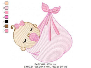 Sleeping baby embroidery design - Baby girl embroidery design machine embroidery pattern - Newborn embroidery file nursery  instant download