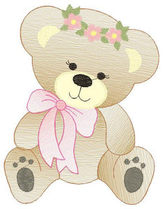 Bear embroidery designs - Teddy embroidery design machine embroidery pattern - Mama bear with flowers embroidery - Instant digital download