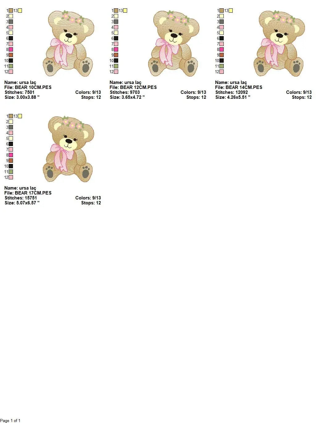 Bear embroidery designs - Teddy embroidery design machine embroidery pattern - Mama bear with flowers embroidery - Instant digital download Marcia Embroidery